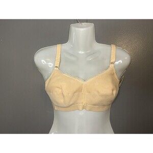 Vintage Mary Jane Bra Womens 34D Beige Soft Cup Wireless Made USA Style 71 80s